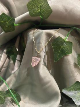 pink wire wrapped sea glass necklace